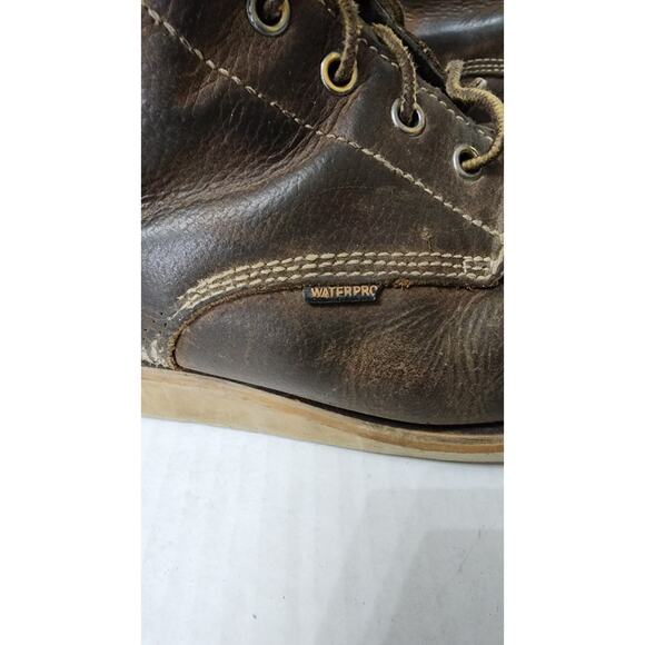 Carhartt Work Boots Men\'s 11.5 brown leather moc-toe wedge sole Preworn Rugged